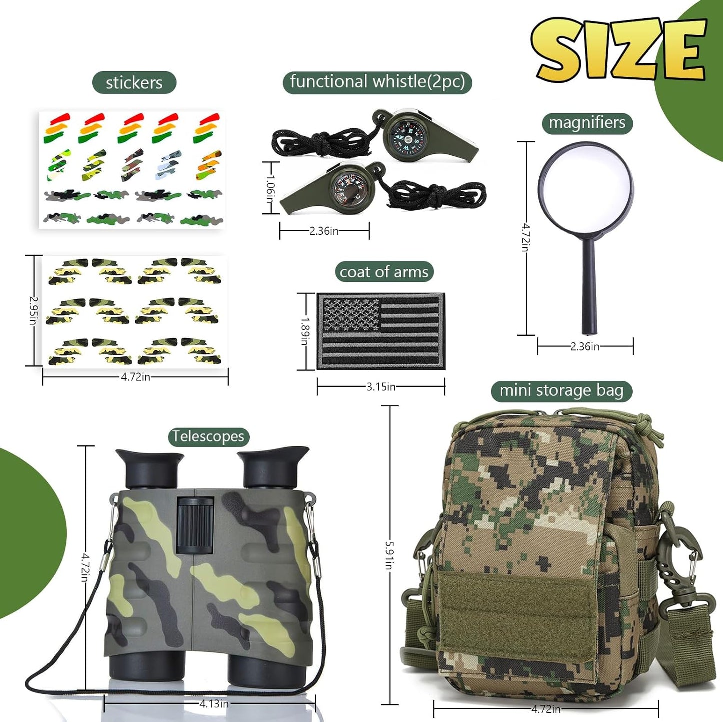 Walkie Talkies Set for Kids Outdoor Explorer, 2 Way Long Range Transceiver Camping Hunt Gear Kit Binoculars Adventure Game, Cool Spy Gadgets for Boy Girls Aged 5+