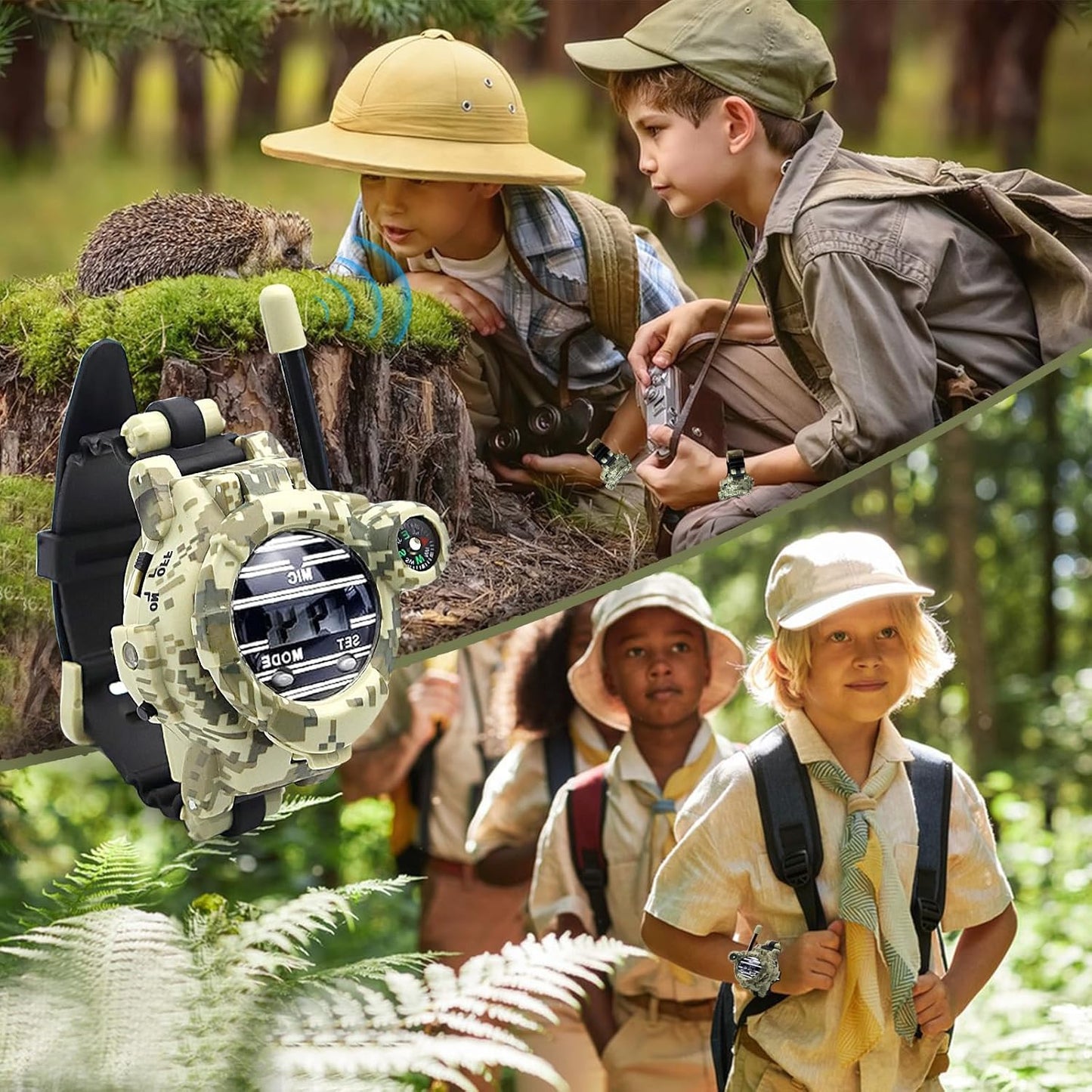 Walkie Talkies Watch Rechargeable, Spy Watch Army Toys for Kids, 7 in 1 Digital Watch Walkie Talkies, Two-Way Long Range Radios with Flashlight, Cool Spy Gadgets for Boy Girls Outdoor Game